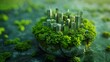 A 3D image of Earth featuring a green cityscape