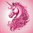 Abstract illustration of pink unicorn 