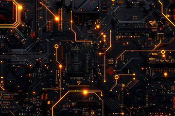 Futuristic hitech chipset Motherboard computer background