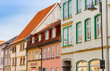 Colorful facades of the Untermarkt square in Muhlhausen, Germany