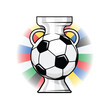 Football ball soccer trophy cup. Champion trophy, sport award. Winner prize champions. Vector on transparent background