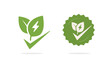 Green eco natural energy label sticker icon vector graphic set, sustainable renewable electric thunderbolt leaves plant logo rosette sign symbol image clipart