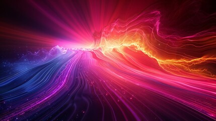 Wall Mural - A futuristic abstract background featuring a neon laser slicing through a mathematical shape reminiscent of a nebula