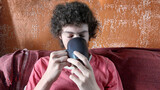Fototapeta  - man drinking cofee in the morning