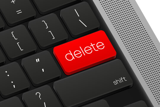 Delete button. Computer Keyboard. Word on pc computer keyboard. Vector illustration.