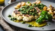 Cauliflower steaks with chimichurri sauce and butter bean puree
