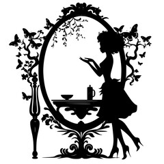 woman, vector, silhouette, fashion, illustration, beauty, hair, flower, design, floral, art, dress, lady, people, body, face, butterfly, drawing, style, love, grunge, party, summer, vintage, music, co