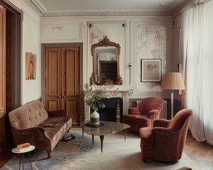 Wall Mural - Elegant vintage living room