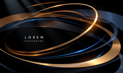 Poster - abstract metal rings with blue and gold light effects