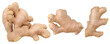 Close-up, Fresh ginger rhizome isolated, transparent PNG, PNG format, cut out, collection, set