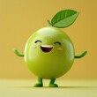 3D mascot of a cute lime, vibrant green, cheerful expression, zesty personality, on a clean background
