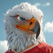 Cute 3D eagle mascot, sporty jersey on