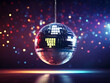 © Quranmeri - disco ball with lights. vector, music, globe, illustration, design, night,Ai generated