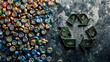 © Jan - Recycling Symbol out of metal and waste, metal trash on the background