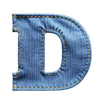Jeans letters D, Denim alphabet, PNG file. Generative AI