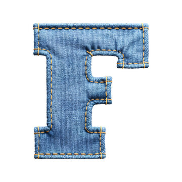 Jeans letters F, Denim alphabet, PNG file. Generative AI