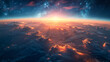Artistic illustration of Earths atmosphere layers labeled in a visually engaging style