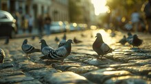Pigeons On The Pavement Image