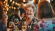 Joyful Elderly Lady Sharing Laughter at a Family Celebration