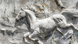 Horse artistic marble effect illustration sculpture picture. Ai generative.