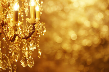 Poster - Detail of a classic golden pendant lamp. Background image. Created with Generative AI technology.