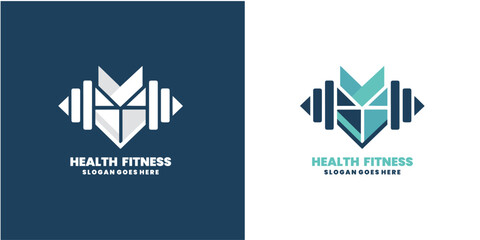 gym and fitness logo design icon vector