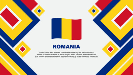 Wall Mural - Romania Flag Abstract Background Design Template. Romania Independence Day Banner Wallpaper Vector Illustration. Romania Cartoon