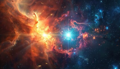 Canvas Print - A bright orange and blue star in the sky by AI generated image