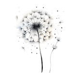 Fototapeta Dziecięca - Watercolor illustration of dandelion with flying seeds isolated on white background.