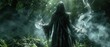 Design a sinister hag casting spells in a dark forest , unreal engine 5