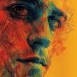 Unique digital artwork featuring an abstract portrait in a distinct artistic style.