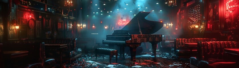 Atmospheric jazz cafe with live performances, cultural, music, nightlife, hyper realistic