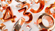 3D illustration of metal numbers, in random order on a white background. Suitable for topics related to mathematics, statistics, numeracy or typography