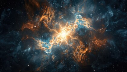 Canvas Print - A bright orange and blue star in the sky by AI generated image