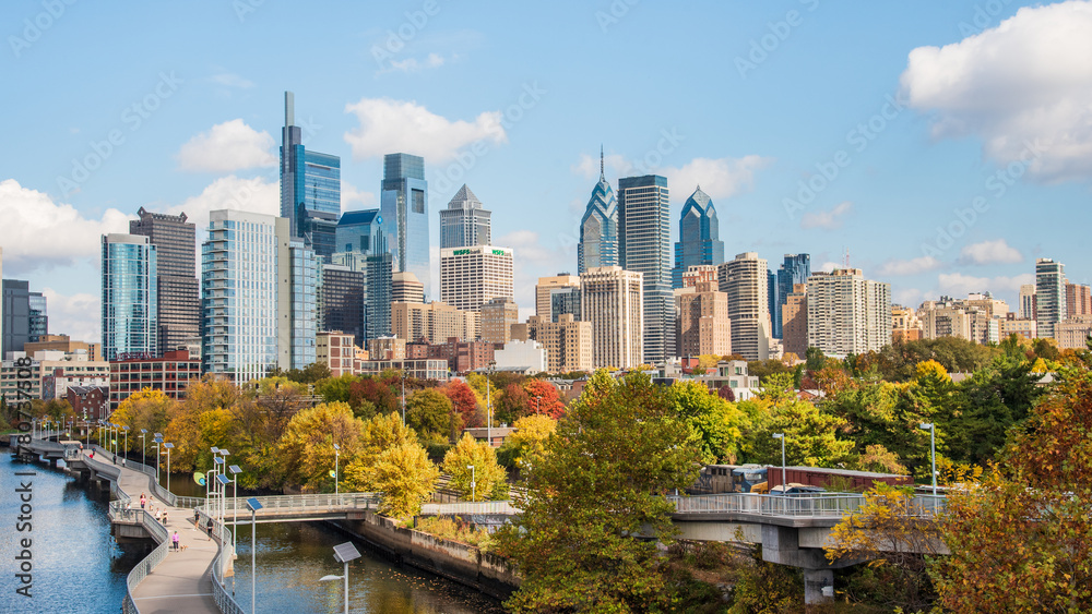 Philadelphia city skyline in fall Stock Photo | Adobe Stock