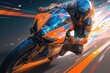 A dynamic and action-packed wallpaper featuring an aggressive riding his orange motorcycle at high speed