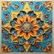 © Donald - Vibrant Symmetrical Mosaic Tile Design in Blue, Yellow, and Orange