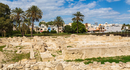 Wall Mural - Ruins of an ancient city-kingdom of Kition (Citium) on the southern coast of Cyprus in Larnaca