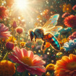 꽃 위에 올라간 꿀벌