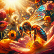 꽃 위에 올라간 꿀벌