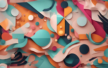 Abstract Neo Memphis Style Background With Grainy Texture. Trendy Contemporary Art. 3D Illustration