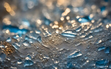 Crystalline Ice Texture On Window, Macro Photography, Intricate Frost Patterns, Winter-inspired Abstract Art