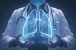 © kenkuza - Medical doctor holding glowing virtual human lung in hands in Respiratory system protection and health care concepts