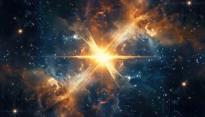 Canvas Print - A bright orange and blue star in the sky by AI generated image