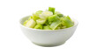 Leek slices in a bowl isolated on transparent background