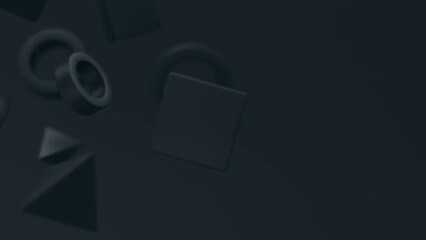 Aufkleber - Abstract 3d black geometric shapes rotating animation loop. Modern minimalistic background. 3d render