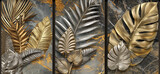 Fototapeta Panele - panel wall art, marble background with feather designs , wall decoration	