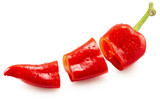 Fototapeta Dmuchawce - red hot chili pepper slices isolated on a white background. Clipping path