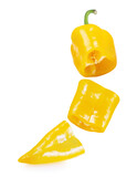 Fototapeta Dmuchawce - yellow hot chili pepper slices isolated on a white background. Clipping path
