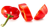 Fototapeta Dmuchawce - red bell pepper slices isolated on a white background. Clipping path
